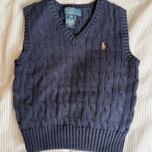 Polo by Ralph Lauren Baby Cable Knit Navy Sweater Vest 24M